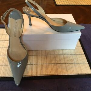 SACCO Gray Patent Leather Sling Backs; Size 38-1/2